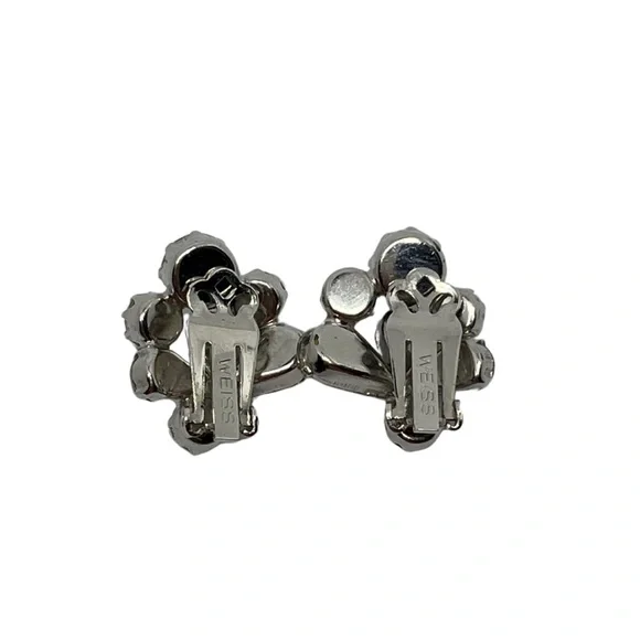 Weiss Vintage Silver Crystal Clip On Earrings - Picture 2 of 2